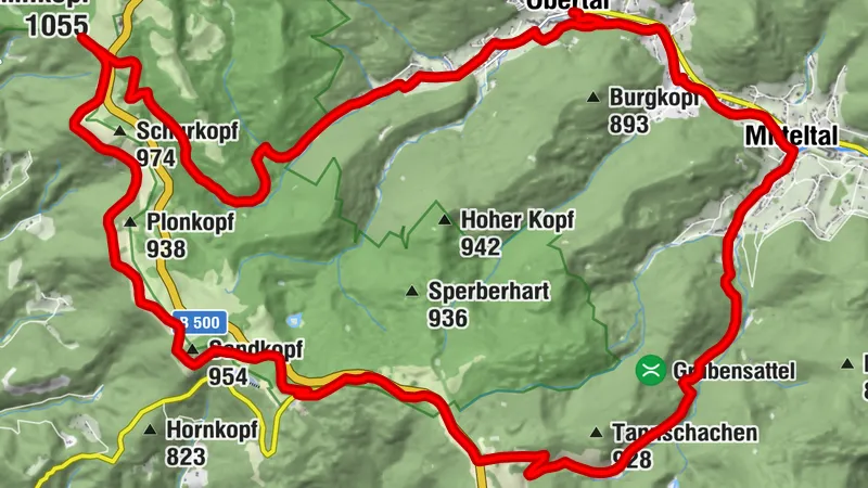 Baiersbronn E-Bike Tour 3 Obertal-Mitteltal-Guter Ellbach-B500-Zuflucht-Schliffkopf-Murgursprung-Buhlbach-Obertal