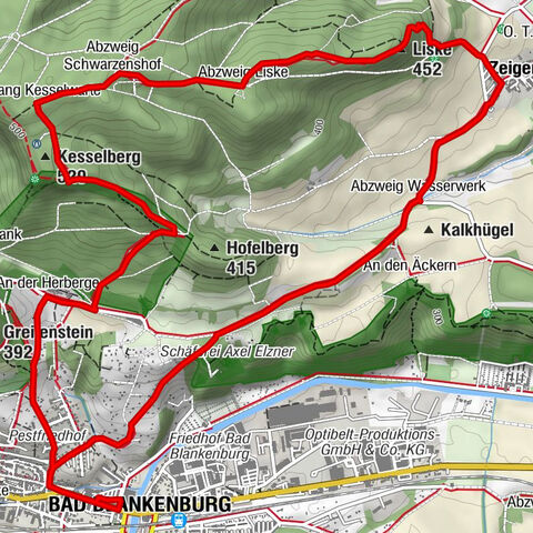 Circular route - via the Kesselwarte and Liske to Zeigerheim - Bad Blankenburg