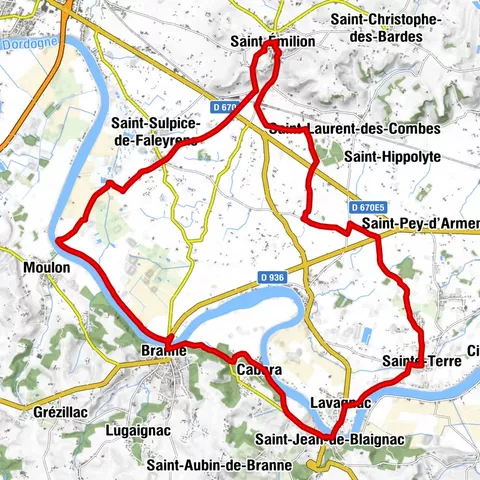 Boucle vélo: Entre vignes et Dordogne
