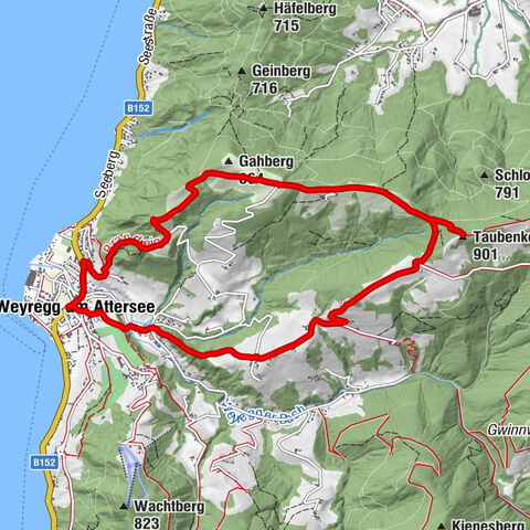 Weyregg am Attersee - Hintergahberg - Taubenkogel - Schöberinger Hof
