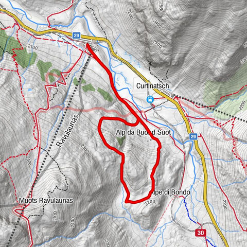 Snowshoe trail Alp Bondo
