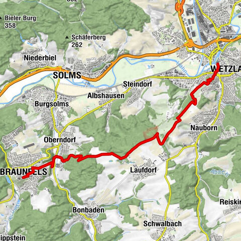 Lahnwanderweg 11th stage upstream Braunfels - Wetzlar