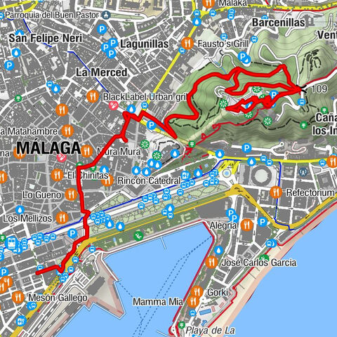 Ensanche Centro - Iglesia de Santa María del Sagrario - Monte Gibralfaro - Centro