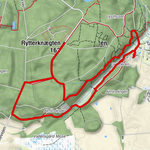 Ørsteds Kilde - Geddebæksfall - Rytterknægten - Dronningestenen