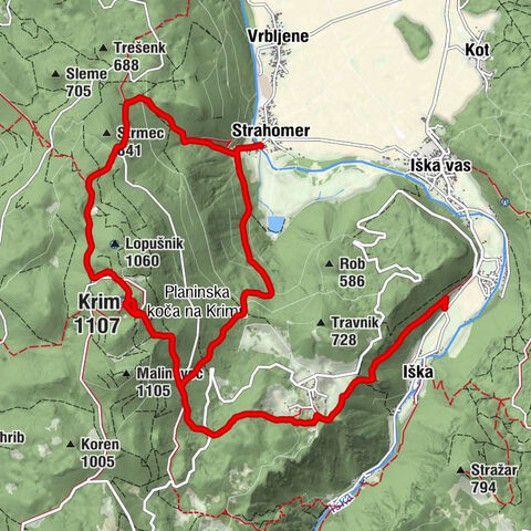 Strahomer - Cerkev sv. Jakoba - Planinska koča na Krimu - Krim