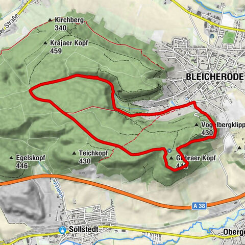 Bleicherode - Galgenbergblick - Gebraer Kopf - Kuhbrunnen
