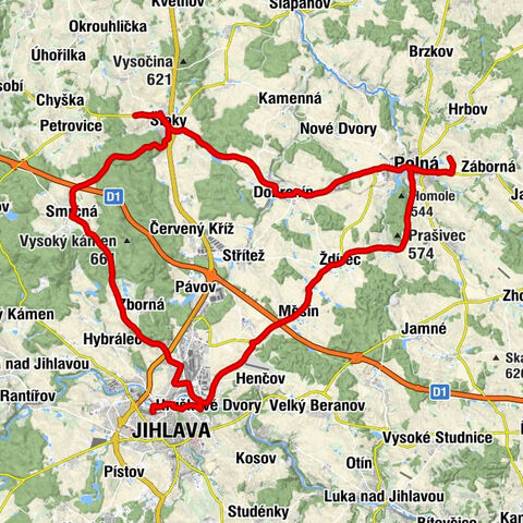 Jihlava - Kázek - Letná - Borovice