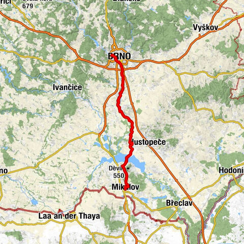 Stránice - Obří kámen - Kočičí skála - Mikulov