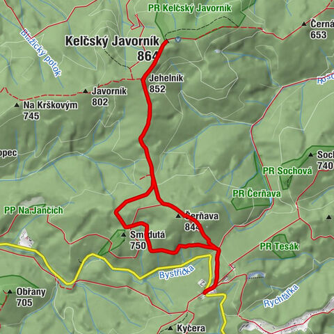 Meopta - Čerňava - Kelčský Javorník - Jehelník