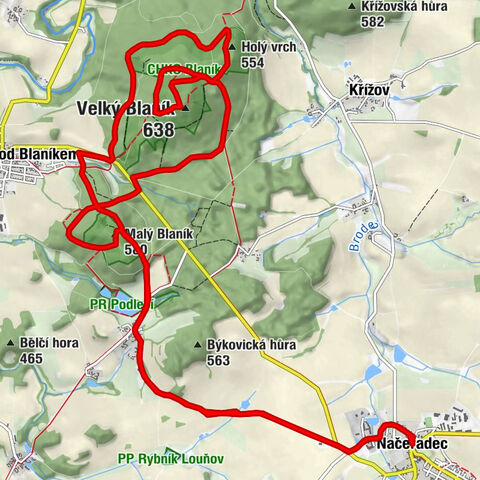 Načeradec - Malý Blaník - Slepičí skála - Velký Blaník