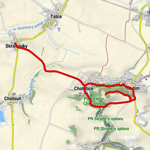 Skramníky - Chotutice - Radim - Chroustov