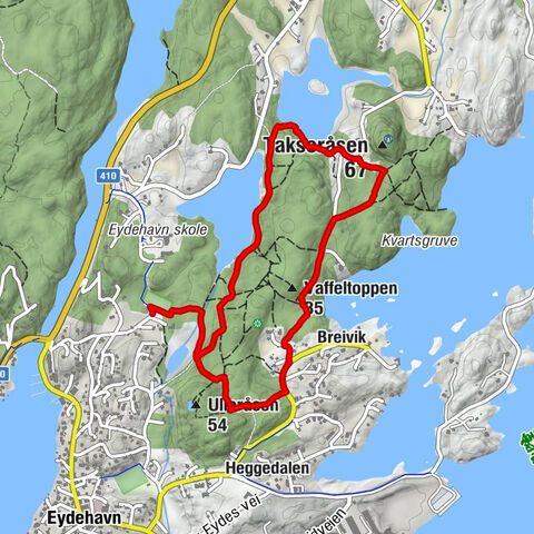 Arendal - Takseråsen - Vaffeltoppen - Ulleråsen
