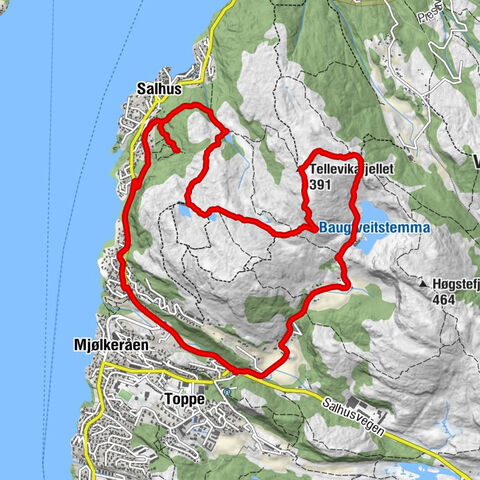 Åsane - Mjølkeråen - Tellevikafjellet - Rundhaugen