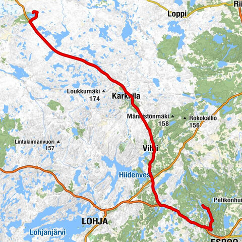 Solvalla - Veikkola - Nummela - Nummi-Pusula