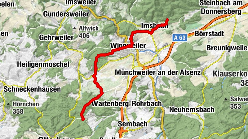 Potzbach - Igelborner Hütte - Kreuzkapelle - Imsbach