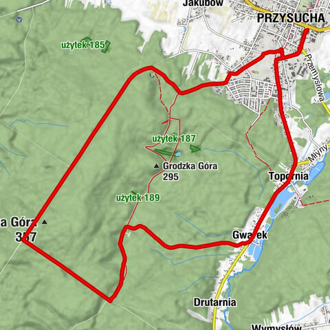 Przysucha - Nadźródłowa Góra - Gwarek - Topornia