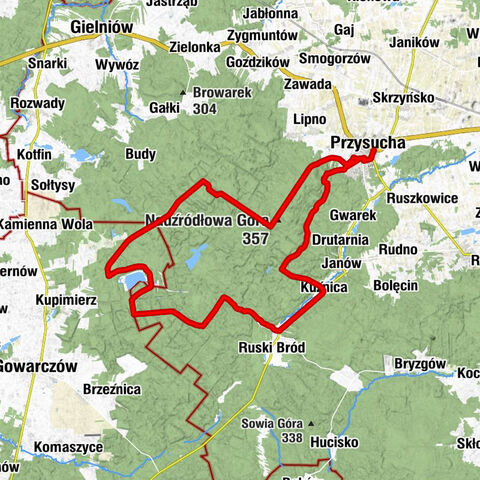 Przysucha - Grodzka Góra - Kuźnica - Nadźródłowa Góra