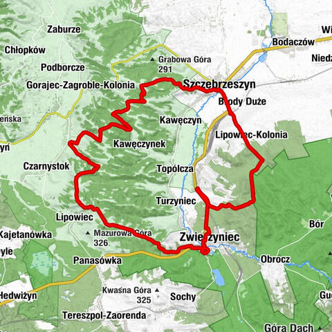 Szczebrzeszyn - Ducherowa Góra - Tokarzowa Górka - Brodzka Góra