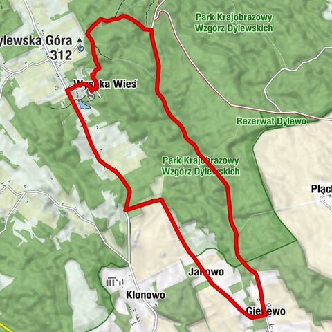 Wysoka Wieś - Dylewska Góra - Giętlewo - Janowo