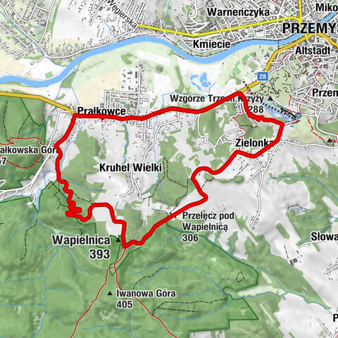Prałkowce - Kościół pw. Matki Bożej Zbaraskiej - Wapielnica - Przełęcz pod Wapielnicą
