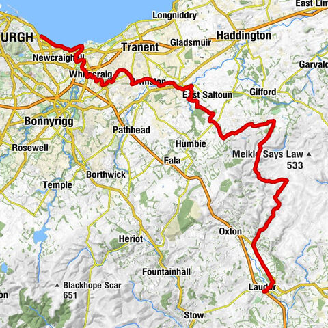 Edinburgh - Joppa Rocks - St John's Whitecraig - Lauder