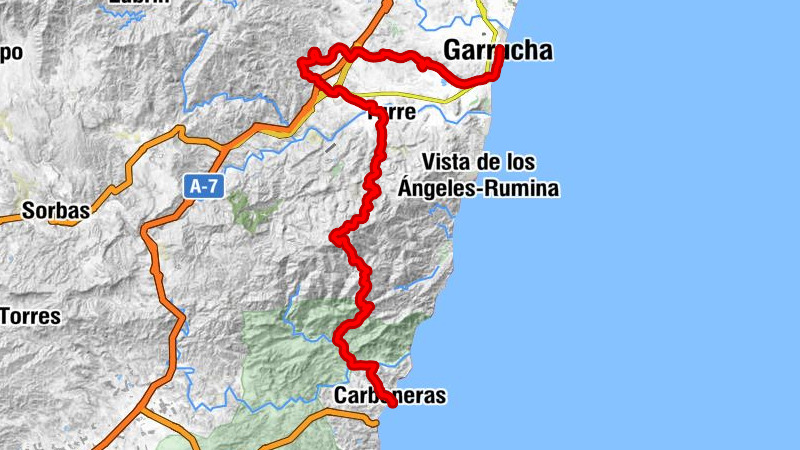 Carboneras - La Rellana de la Cruz - Cortijada Sopalmo - Garrucha