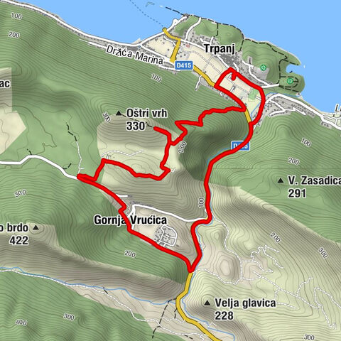 Trpanj - vidikovac sv. Paškal - crkva Gospe od Milosrđa - Gornja Vrućica