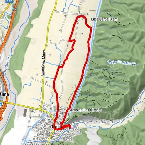 Mountainbike-Strecke FFC-Pays d'Oraison-Herz der Durance-Strecke 1-Grün-Der bemerkenswerte Eichenbaum