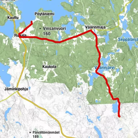 Järvien, peltojen ja mäkien reitti, Vinsanvillasta Mäkelän Lomatuville, janareitti, Ruovesi