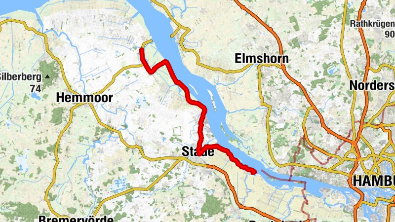 Elberadweg Abschnitt Lühe - Wischhafen in der Urlaubsregion Altes Land am Elbstrom