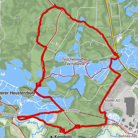 Forest, fish ponds and viewing platform