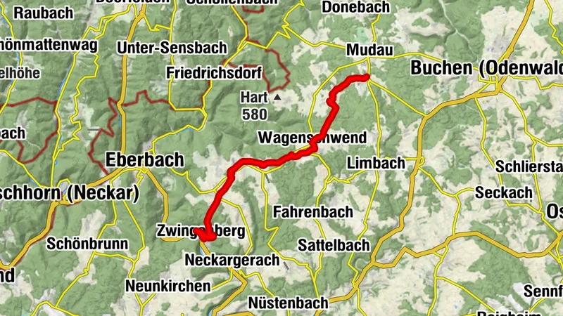 Odenwald-Madonnen-Radweg: Alternativroute über den Katzenbuckel