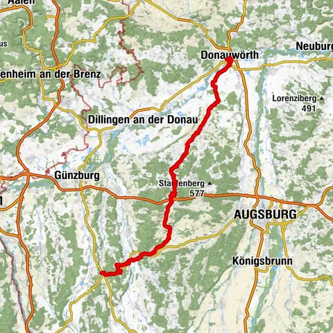 Radtour von Krumbach nach Donauwörth – Von der Mindel ins Zusamtal - 80-90km, 327 hm