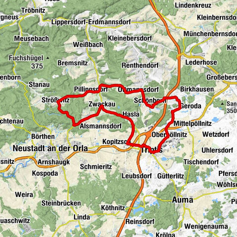 Circular route - Tälerdörfer bike route - Triptis