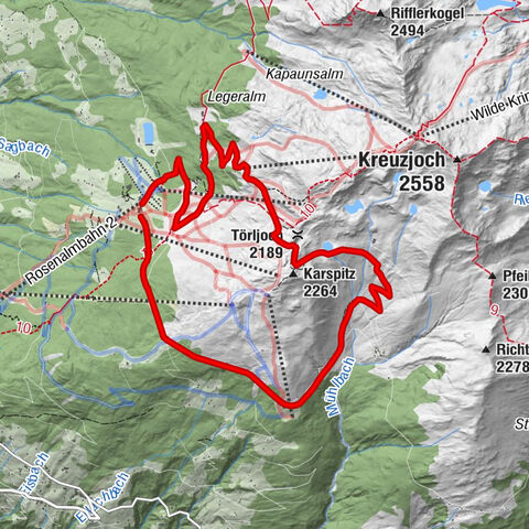 Große Rundwanderung: Rosenalm - Karspitz (2.135 m) - Schmankerlhütte Kreuzwiesenalm - Rosenalm